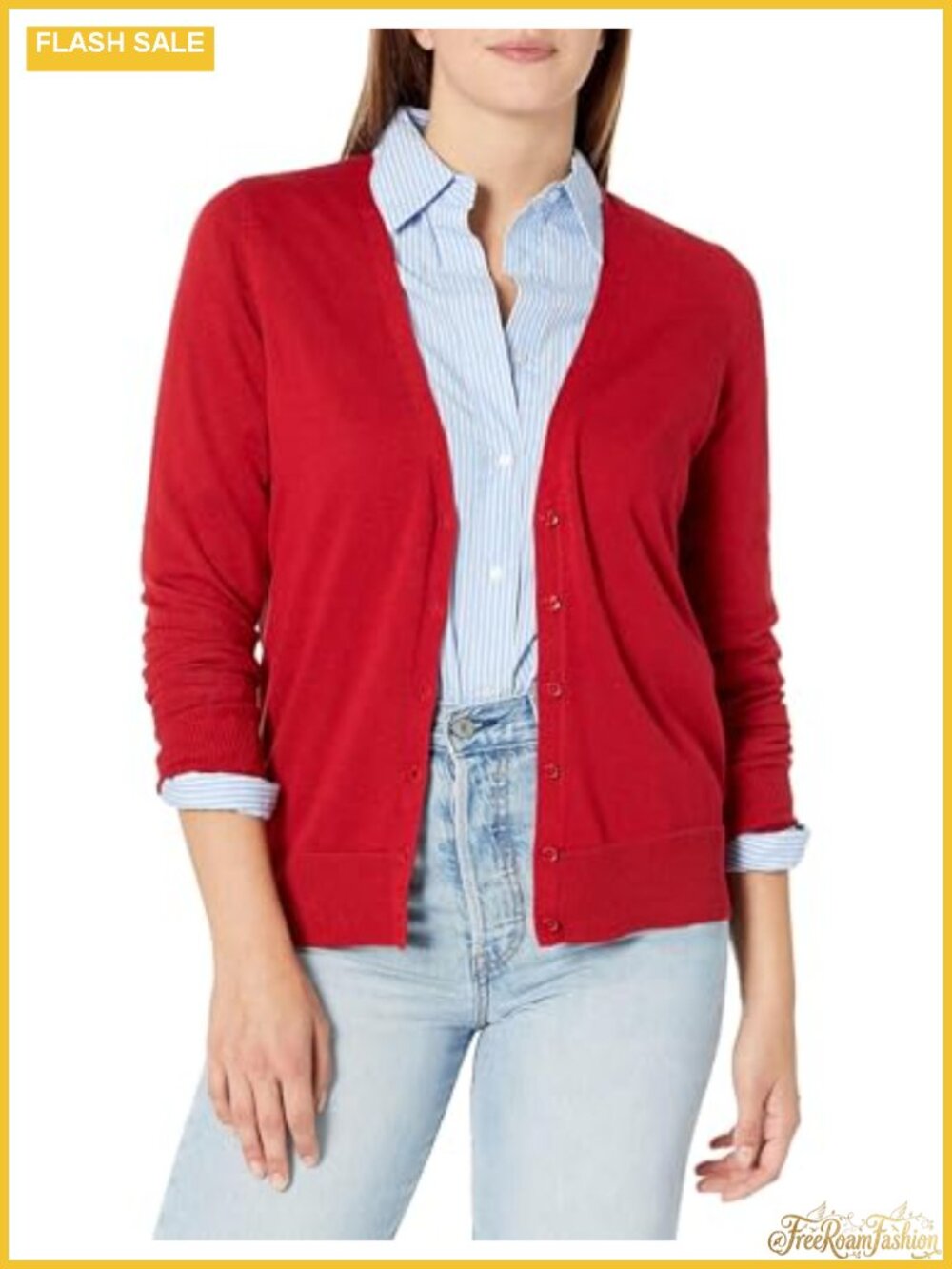 Women's Lightweight Cardigan Sweater Button Front V-Neck Regular Fit